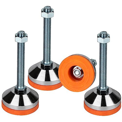 Heavy Duty Leveling Feet,M12 Thread,1300 lb Capacity,4 Pack | Stainless Steel Adjustable Leg Leveler for Shelving, Workbench, Machinery Devices ,2.36" Dia Base with Anti-Slip Nylon Pad - size: D60xM12x100,4 Pack