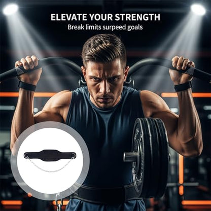 Weight Lifting Belt, Fitness Dip Belt for Pull-Ups, 35.4 in / 90 cm Chain, Double Layered Gym Weight Belt with D-Ring for Fast Loading, Strength Training Workout Belt