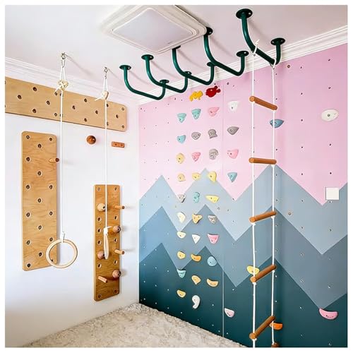 exproyzk 2pcs Carbon Steel Playground Handles - Monkey Bars Heavy Duty Ceiling Grab Bars - for Indoor Outdoor Climbing Frames, Treehouses, Wall Ladders(Green) - color: Green