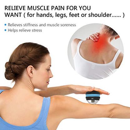 AHIER Cold Massage Roller Ball, Stainless Steel Cold Therapy Relief, Free Rolling Removable Gel Ball Deep Tissue Massage Pain Relief, Great Tool for Back/Neck Pain, Muscles Recovery (Black) - color: Blue Black