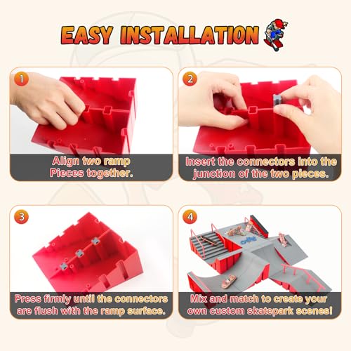CS COSDDI Finger Skateboard Park Kits,14 in 1 Skateboard Finger Toys with 8 Finger Skateboards & 14 Skatepark Deck Ramp,Finger Bike for Boys or Girls Gift,Mini Finger Skateboards Ramp Accessories Set - color: Style -1810-12a