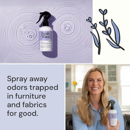 Fresh Wave Lavender Scent Odor Removing Spray, 8 fl. oz. | Pack of 4 | Odor Absorber for Home, Furniture, Fabrics & Trash | Safer Odor Relief - size: 8 Fl Oz (Pack of 4)