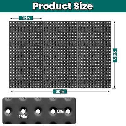 EVERHANGER Metal Pegboard Panels 24" x 12", Heavy Duty Steel Peg Boards for Garage, Pegboard Wall Organizer for Tool Storage and Organization, Black, 3 Pack - size: 3 Pack 24" x 12"