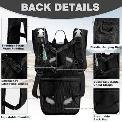 Hydration Backpack, Tactical Molle Water with 3L TPU Water Bladder | Lightweight Military Hydration Daypack for Hiking, Running, Cycling, Climbing, Biking, 105 oz, Breathable Back Panel - color: Black