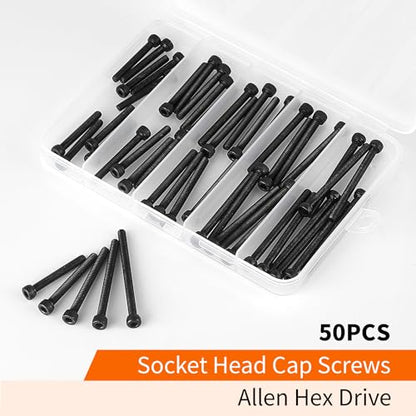 M4 x 30mm 35mm 40mm 45mm 50mm Hex Socket Head Cap Screws Bolts, 12.9 Grade Alloy Steel, Black Oxide Finish, Allen Hex Drive, Metric Machine Fully Threaded, Assortment Kit 50PCS - size: M4 x 30/35/40/45/50mm (50PCS)