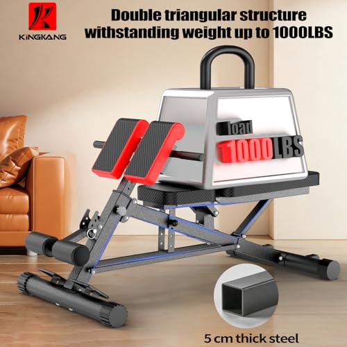 K KINGKANG Weight Bench,Load 500LBS Roman Chair Adjustable Decline/Flat | 5x5cm Commercial-Grade Carbon Steel Frame, 5cm Thick Cushion Relieves Fatigue, Breathable Easy-Clean Leather - color: Daek Gray