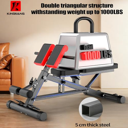 K KINGKANG Weight Bench,Load 500LBS Roman Chair Adjustable Decline/Flat | 5x5cm Commercial-Grade Carbon Steel Frame, 5cm Thick Cushion Relieves Fatigue, Breathable Easy-Clean Leather - color: Daek Gray