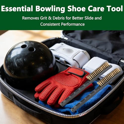 2Pcs Bowling Shoe Brush Accessories Kit Essential Bowling Supplies and Equipment for Men and Women Helps Improve Shoe Slide Protects Soles Remove