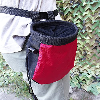 Drawstring Chalk Bag with Waistband for Rock Climbing Bouldering Weight Lifting Rock Climbing Bag Chalkbag Gymnastics Kit - color: Red