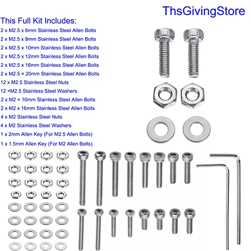 50PCS Headshell Screws, Universal Turntable Cartridge Headshell Mounting Kit, 304 Stainless Steel Button Head Hex Socket Cap Screws Bolts, Washers, Nuts Assortment Kit with Wrenches