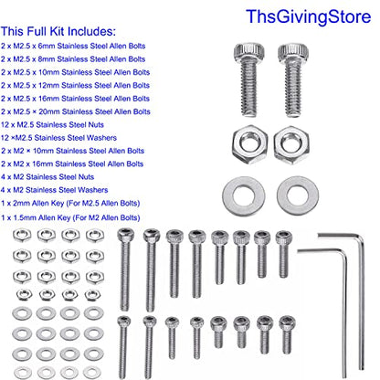 50PCS Headshell Screws, Universal Turntable Cartridge Headshell Mounting Kit, 304 Stainless Steel Button Head Hex Socket Cap Screws Bolts, Washers, Nuts Assortment Kit with Wrenches