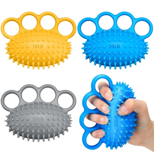 RoundFunny 3 Pack Hand Exercise Balls 3 Level Set Finger Strengthener Therapy Hand Balls Grip Strength Trainer Squeeze Stress Relief for Adults Elderly Stroke Arthritis Carpal Tunnel