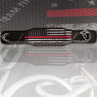 Weighted Belt with Chain, For Pullups, Dips, Weight Lifting, Powerlifting, & Cross Training - color: RedLine