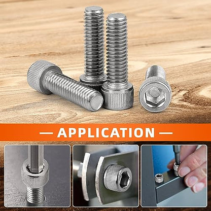 M8-1.25 x 25mm Socket Head Cap Screws, Allen Socket Drive, Stainless Steel 18-8, Full Thread, Bright Finish, Machine Thread, 25 PCS - size: M8 x 25mm