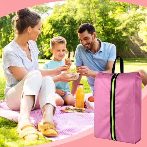 Shoe Bags for Travel - Set of 3 Pack Large Capacity Oxford Fabric Shoe Bags, Multi-Functional Dust-Proof and Waterproof Men & Women Travel Shoe Bag (Pink) - color: Pink