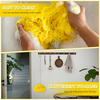 FONUNO Ceiling Fan Cleaner Duster High Ceiling Extended Fan Blade Cleaner | Reusable Microfiber Ceiling Fan Duster with Extension Handle from 13 to 50 Inch for Furniture Bookshelves Wall Door, Yellow - color: Yellow