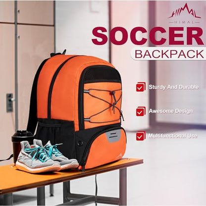 Himal Outdoors Soccer Backpack, Separate Cleat Compartment | Football,Volleyball,Handball,nylon fabrics,lightweight - color: Orange