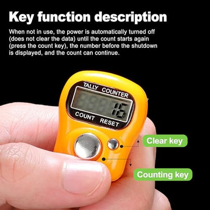 10-Pack Mini LCD Digital Finger Clicker Counter, 5-Digit Handheld Tally Counter for Knitting, Crochet, Lap Counting, Golf, Coaching, and Classroom Use