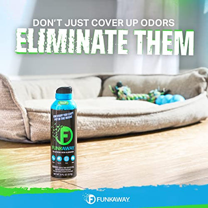 FunkAway Aerosol Spray, 8 oz., 6 Pack, Extreme Odor Eliminator Spray, Ideal for Shoe Smells, Pet Odors and Bulky Stuff that Won't Fit in the Wash; Attacks Musty Odors at the Source - size: 8 Ounce (Pack of 6)
