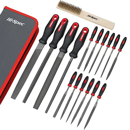 Hi-Spec Metal Hand & Needle File Tool Kit Half-Round Round & Triangle Files | 17pc, 8in/200mm, everyday fixes made easier, organized portable storage, beginner-friendly selection, neat layout, quick prep - size: 17 pieces