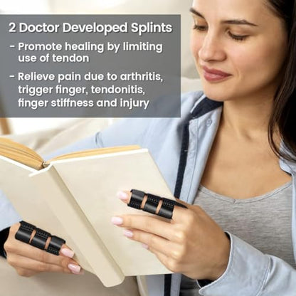 Simplation Trigger Finger Splint and Ice Pack (2+2 Set) for Pain Relief | No More Finger Pain, Arthritis, Injured Mallet Finger, Fits Index, Middle, Thumb, Ring Finger