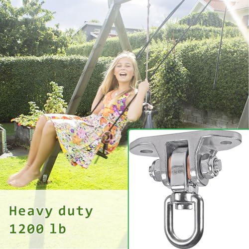 Heavy Duty Swing Hanger Stainless Steel 304 Antirust,1200 lb Capacity 360° Silent Rotation, Playground Porch Swing Set Indoor Outdoor, Patent Design - size: 3.5"