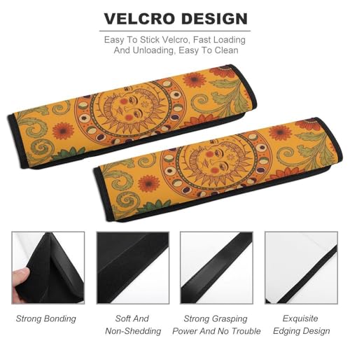 Universal Soft and Comfortable Car Seat Straps Shoulder Pads for Adult Use, Stroller Pushchair High Chair, 2PCS Hippie Flower Sun Moon Boho Harness Pads Strap - color: Pattern 1250