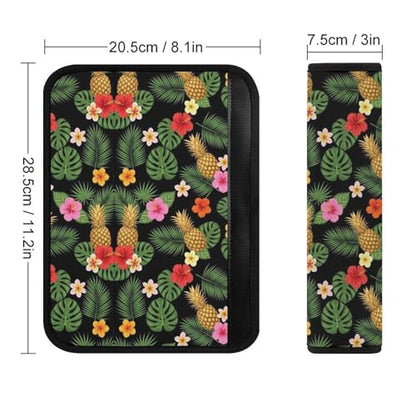 1 Pair Universal Soft And Comfortable Seat Belt Shoulder Pad for Adult Use, Stroller Pushchair High Chair, Palm Leaves Hibiscus Flowers Hawaii Tropical Pineapples Neck Strap Covers, Anti-Slip Pad - color: Pattern 394