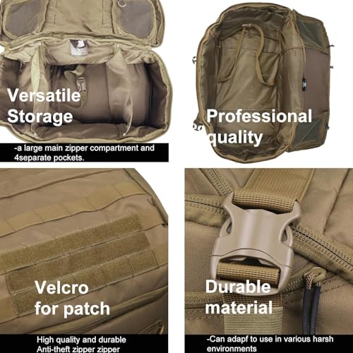 3 In 1 Tactical 85L Military Backpack Travel Duffle Bag for Weekender Gym Workout Deployment - color: Tan
