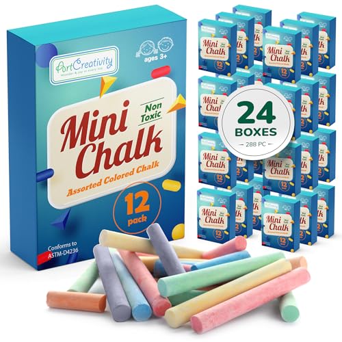 ArtCreativity 288 Count Mini Chalk Sets for Kids (24 Boxes) Non-Toxic Summer Art and Craft Supplies - Small Individual Chalk Packs in Bulk for Classroom Gifts, School Supplies, and Summer Party Favors - style: 24 Boxes