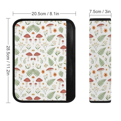 2 Piece Botanical Mushroom Fern Wild Flower Car Seat Belt Pad Breathable Seat Belt Cushion for Child, Stroller Pushchair High Chair, Easy Install (No Tool) - color: Pattern 921