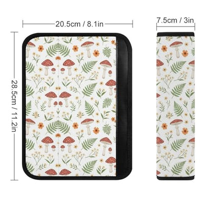 2 Piece Botanical Mushroom Fern Wild Flower Car Seat Belt Pad Breathable Seat Belt Cushion for Child, Stroller Pushchair High Chair, Easy Install (No Tool) - color: Pattern 921