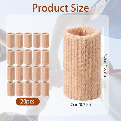 TIESOME 20 Pcs Finger Sleeves for Arthritis, Skin Tone | Elastic Finger Compression Sleeves Thumb Splint Support, Breathable Pain Relief Protector for Tendon, Joint and Arthritis