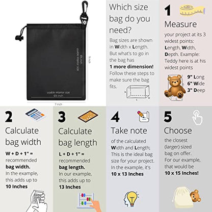 PALTERWEAR Nylon Drawstring Bag with Clip (7 x 9 Inch, 5-Pack, Black) Cinch and Ditty Pouch for Travel, Wardrobe, Outdoors - size: 7 x 9 inch