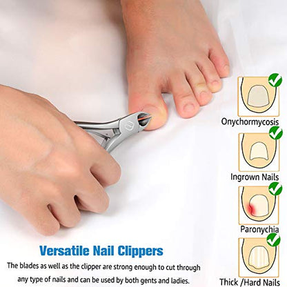 FERYES Toenail Clippers for Ingrown,Thick Toenails, 4R13 Stainless Steel Large Handle Fingernail Clipper,Nail Clipper - Silver - color: Silver