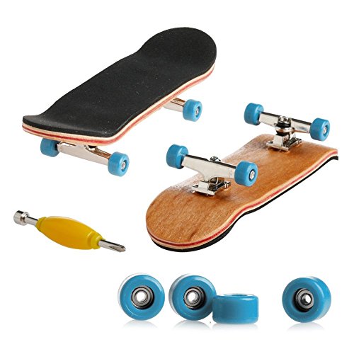 Mini Maple Wooden Pro Fingerboards, Finger Skateboard Toy Set-1 Pack (Light Blue) - color: Light Blue