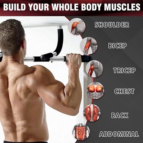 SteelCrush Pull Up Bar for Doorway – No Screws, No Damage Door Frame Chin Up Bar for Apartments & Renters, Multi-Grip Upper Body Workout, Fits 27–36" Doorways, 330 lbs Capacity