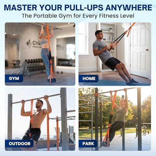 Pull Up Assistance Bands, Heavy Duty 300 lb Pull Up Bands Assistance Bands, 4 Adjustable Resistance Bands, Padded Handles, Foam Foot Cradle, Anchor Strap for Chin Ups, Dips & Strength Training - color: Orange