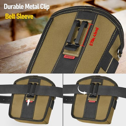 Tool Pouch Nails Screws Bag with Belt Clip (XL, Khaki) - color: Khaki
