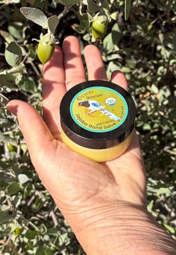 USDA Organic Unscented Jojoba Oil Hand Salve Fragrance-Free (2 oz) | Over 50% Jojoba Oil with Beeswax & Avocado Oil – Rich Conditioning Balm for Sensitive Skin, Dry Hands & Cuticles 60g