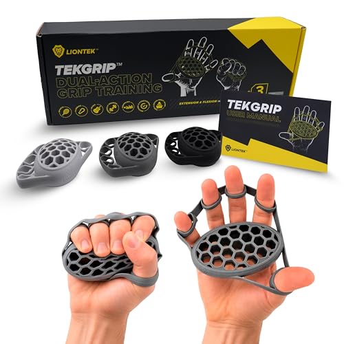 LIONTEK TEKGRIP Hand Grip Strengthener & Finger Exerciser, Dual-Action Grip and Extension Trainer with 3 Progressive Resistance Levels