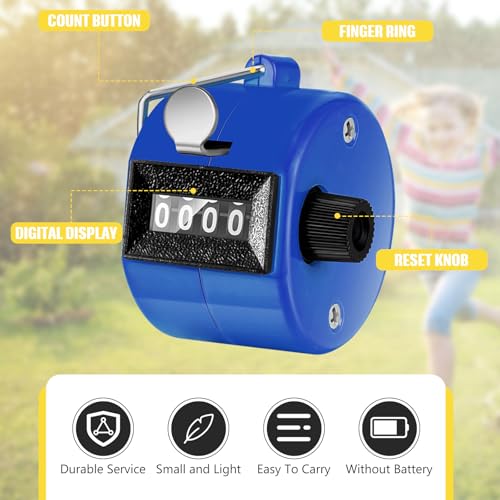 TOODOO 6 Pack Hand Tally Counter 4 Digit Mechanical Palm Clicker Plastic Hand Held Counter Clicker with Metal Finger Ring for School Golf Sports Events Office Stadium - color: Retro Color