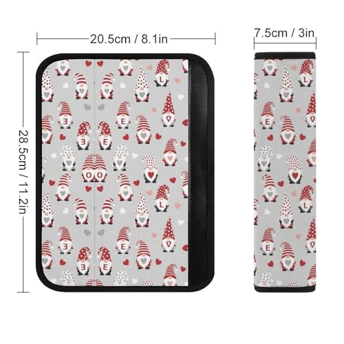 2 Pack Breathable Car Seat Straps Shoulder Pads for Elderly Support, All Vehicles, Love Heart Gnome Pattern Seat Belt Cushion, Neck and Shoulder Support - color: Pattern 1272