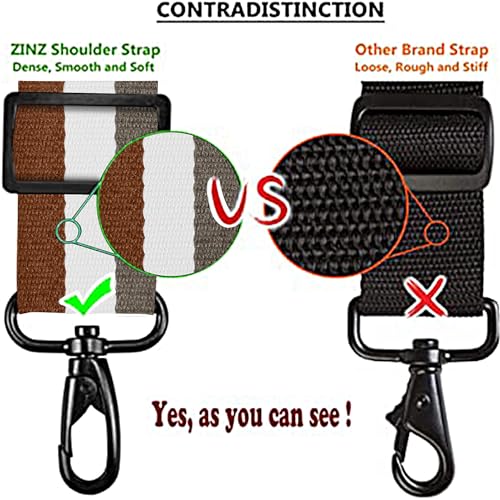 ZINZ Bag Shoulder Strap, Padded Adjustable Shoulder Strap Replacement - color: Stripes-brwgy, size: 57"