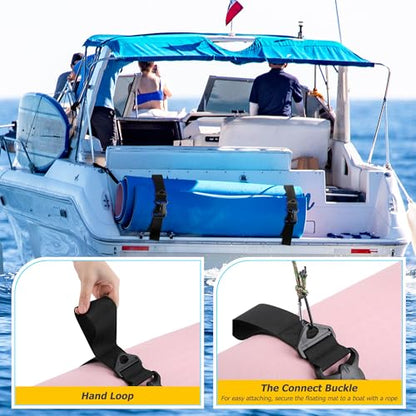 Enhon 2 Pack Floating Mat Straps Nylon with Quick Buckles, 94 Inch | Adjustable, Secure Storage, Reusable Nylon Webbing, Quick Release Buckle, for Floating Mats Yoga, Pool Water Activities