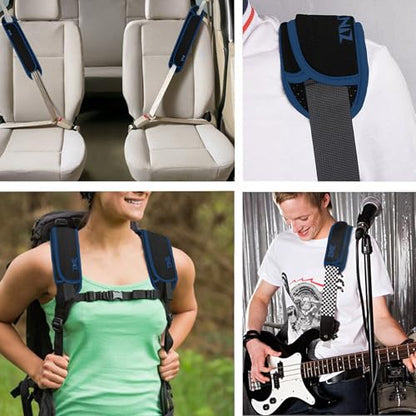 Ultra Thick & Breathable Universal Shoulder Pad Cushion for Bag - Long & Comfort - color: Black&blue