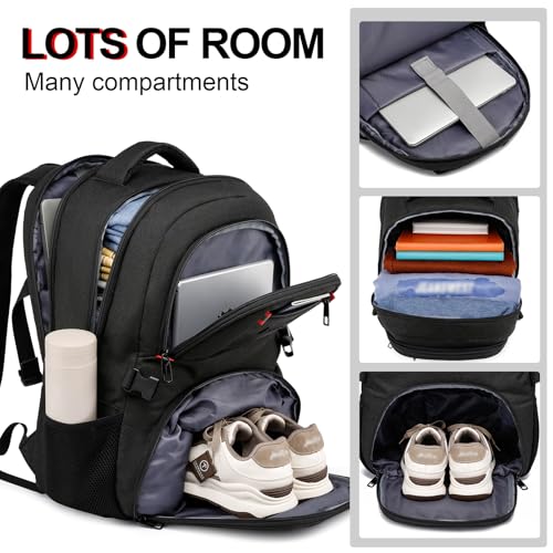 ZUBOND Backpack with Shoe Compartment for Men and Women, 17.3 Inch Laptop Travle Backpack, Daypack Gym, Sports, Camping, Hiking