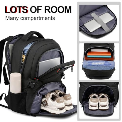 ZUBOND Backpack with Shoe Compartment for Men and Women, 17.3 Inch Laptop Travle Backpack, Daypack Gym, Sports, Camping, Hiking