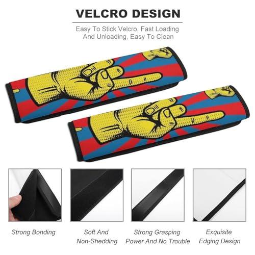 2 Pack Hand in Rock Roll Sign Car Seat Belt Pad Breathable Shoulder Harness Cover for Adult Use, Stroller Pushchair High Chair, Pressure Relief - color: Pattern 751
