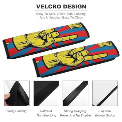 2 Pack Hand in Rock Roll Sign Car Seat Belt Pad Breathable Shoulder Harness Cover for Adult Use, Stroller Pushchair High Chair, Pressure Relief - color: Pattern 751